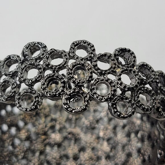 Gorgeous Hematite Rhinestone Wide Cuff Bracelet - Picture 6 of 15
